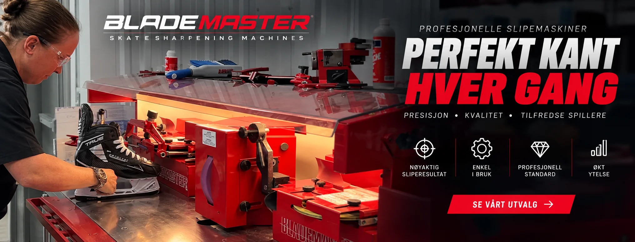 Blademaster slipemaskiner for skøyter – perfekt kant hver gang