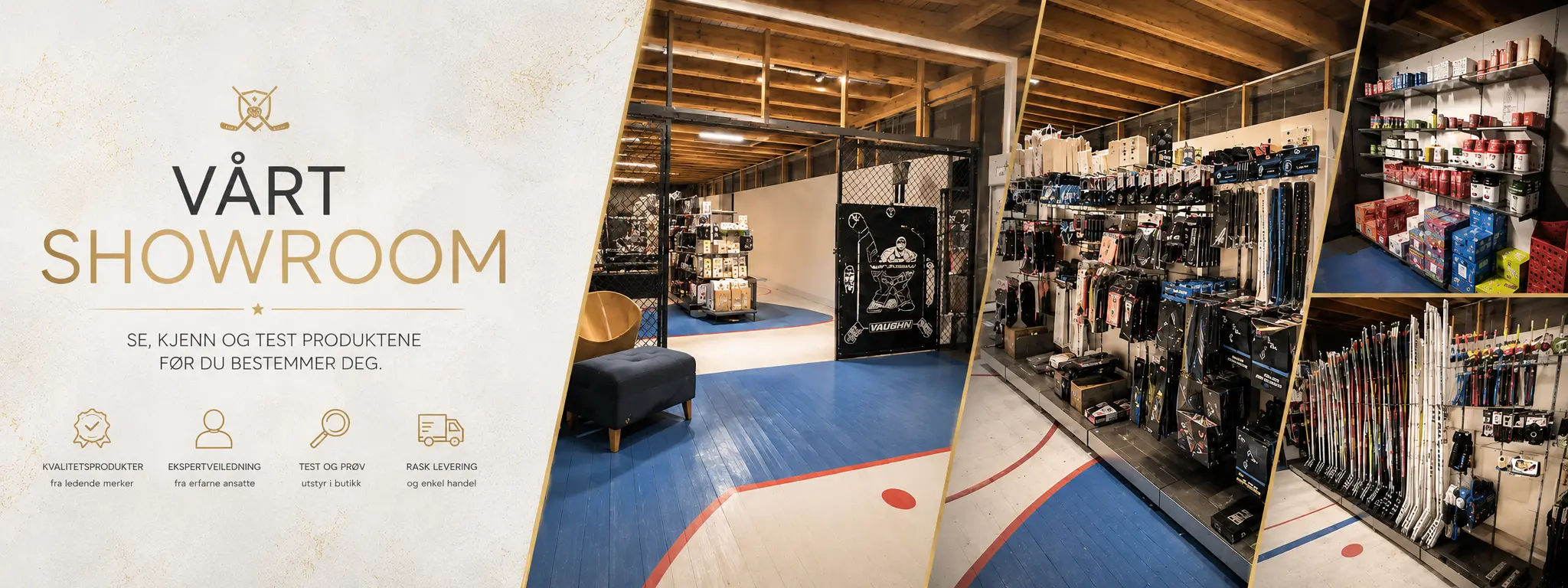 Stort utvalg hockeyutstyr fra True, Sherwood og Vaughn