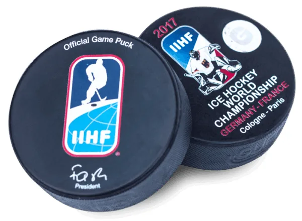 Hockeypucker med UV-print en side